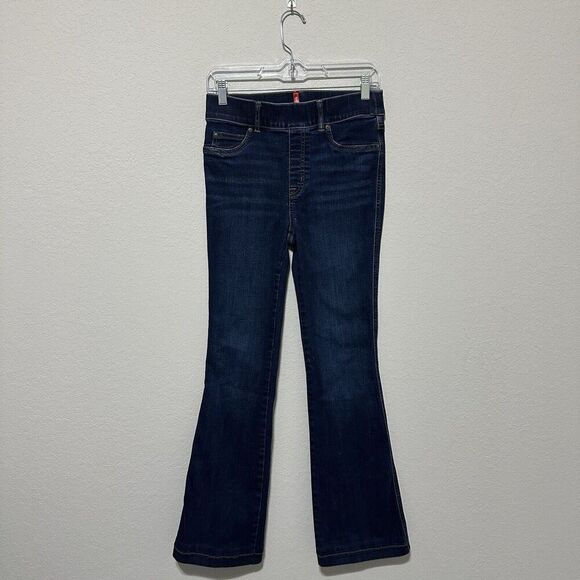 Spanx Flare Jeans Midnight Blue Womens Size Small High Rise Pull On Stretch - Picture 1 of 7